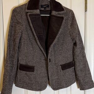 Talbots Women's Herringbone Blazer - Black and Gray